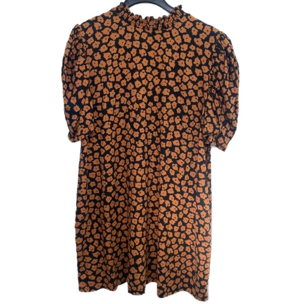 Who What Wear Linen Blend Floral Puff Sleeve Terracotta Shift Dress - XL - Picture 2 of 9